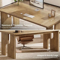 63-Inch Farmhouse Executive Desk with Unique Legs - Industrial Style Office Furniture for Home