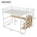 Complete Loft Bed Set with Desk, Storage Staircase, Compact Wardrobe, and LED Lighting