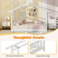 Gymax Twin to King Wooden House Bed Daybed with Safety Rails & Customizable Design