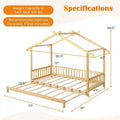 Gymax Twin to King Wooden House Bed Daybed with Safety Rails & Customizable Design