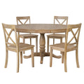 5-Piece Modern Dining Set for 4: Round Table with 4 Kitchen Chairs