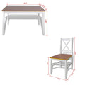 5-Piece Dining Table Set - 43-Inch Rectangular Table with 4 Chairs in Brown and White Wood