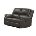 Gray Leather Lizzy Sofa and Loveseat Set with Manual Reclining and Solid Wood Frame