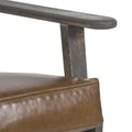Handcrafted Amber Accent Chair with Slatted Mango Wood, Buffalo Leather Cushions, and Angled Legs