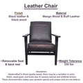 Handcrafted Amber Accent Chair with Slatted Mango Wood, Buffalo Leather Cushions, and Angled Legs