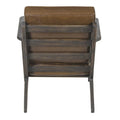 Handcrafted Amber Accent Chair with Slatted Mango Wood, Buffalo Leather Cushions, and Angled Legs
