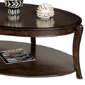 Orio 49-Inch Oval Brown Wood Coffee Table with Open Shelves