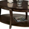 Orio 49-Inch Oval Brown Wood Coffee Table with Open Shelves