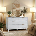 Modern 6 Drawer Dresser with Fluted Front and Metal Handles