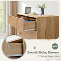 EROMMY Mid-Century Modern 6-Drawer Fluted Dresser - Wide Chest with Metal Handles for Bedroom and Living Room