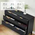EROMMY Mid-Century Modern 6-Drawer Fluted Dresser - Wide Chest with Metal Handles for Bedroom and Living Room