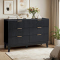 Modern 6 Drawer Dresser with Fluted Front and Metal Handles