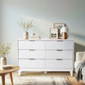 Modern 6 Drawer Dresser with Fluted Front and Metal Handles