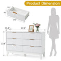 Modern 6 Drawer Dresser with Fluted Front and Metal Handles