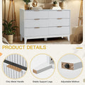 EROMMY Mid-Century Modern 6-Drawer Fluted Dresser - Wide Chest with Metal Handles for Bedroom and Living Room