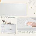 EROMMY Mid-Century Modern 6-Drawer Fluted Dresser - Wide Chest with Metal Handles for Bedroom and Living Room