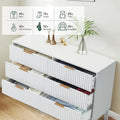 Modern 6 Drawer Dresser with Fluted Front and Metal Handles