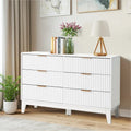 EROMMY Mid-Century Modern 6-Drawer Fluted Dresser - Wide Chest with Metal Handles for Bedroom and Living Room