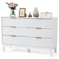 Modern 6 Drawer Dresser with Fluted Front and Metal Handles