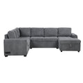 Roomfitters U-Shaped Sectional Sofa with Pull-Out Bed, Storage Chaise Lounge, and Integrated Charging Ports for Living Room