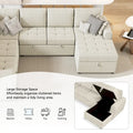 Roomfitters U-Shaped Sectional Sofa with Pull-Out Bed, Storage Chaise Lounge, and Integrated Charging Ports for Living Room