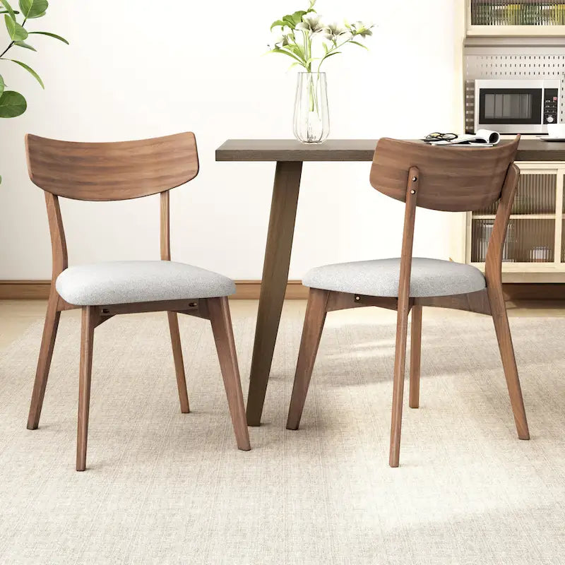 Pair of Light Beige Wooden Dining Chairs - Versatile Side Chairs for Office or Home