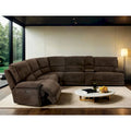 Renic Modern Dark Brown Reclining Sectional Sofa with Console and USB Ports by Furniture of America