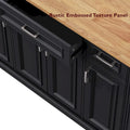 54-Inch Large Kitchen Island with Rubberwood Drop Leaf, Embossed Texture, Rolling Cart on 4 Wheels, Featuring 4 Doors and 3 Drawers