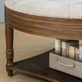 Spacious Round Waterproof Ottoman Coffee Table - 2-Tier Oversized Button-Tufted Design with Wooden Upholstery
