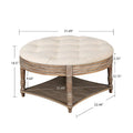 Spacious Round Waterproof Ottoman Coffee Table - 2-Tier Oversized Button-Tufted Design with Wooden Upholstery