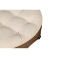 Spacious Round Waterproof Ottoman Coffee Table - 2-Tier Oversized Button-Tufted Design with Wooden Upholstery