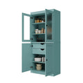 Palace Imports Solid Wood Pantry Cabinet with Frosted Glass and Solid Doors, Featuring 2 Drawers and Adjustable Shelves