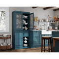Palace Imports Solid Wood Pantry Cabinet with Frosted Glass and Solid Doors, Featuring 2 Drawers and Adjustable Shelves