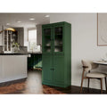 Palace Imports Solid Wood Pantry Cabinet with Frosted Glass and Solid Doors, Featuring 2 Drawers and Adjustable Shelves