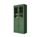 Palace Imports Solid Wood Pantry Cabinet with Frosted Glass and Solid Doors, Featuring 2 Drawers and Adjustable Shelves