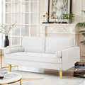 Elegant 65-Inch Orange Polyester 2-Seater Loveseat with Side Pockets and Round Cushions