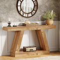 55-Inch Farmhouse Wooden Console Sofa Table with Storage - Dimensions: 11.81" D x 55.12" W x 31.5" H