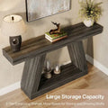 55-Inch Farmhouse Wooden Console Sofa Table with Storage - Dimensions: 11.81" D x 55.12" W x 31.5" H