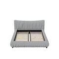 Light Grey King Size Luxury Upholstered Platform Bed with Removable Cushions and Sturdy Wooden Frame