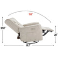 Beige Power Recliner Chair with 270° Swivel, Rocking Function, Lumbar & Neck Support Pillow, USB and Type-C Charging Ports