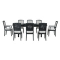 7-Piece Extendable Wooden Dining Table Set in Black and Gray with 6 Chairs
