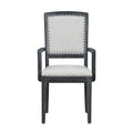 7-Piece Extendable Wooden Dining Table Set in Black and Gray with 6 Chairs