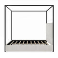 Contemporary Luxe Metal Canopy Bed Featuring a High Upholstered Headboard