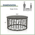 Lars Contemporary Round Coffee Table with Marble Top and Sturdy Metal Base by Furniture of America