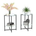 Black 2-Piece Tempered Glass End Table Set - Round Coffee Table for Bedroom, Living Room, and Office