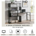 L-Shaped Corner Computer Desk with Rotating Features and 5-Tier Bookshelf for Home Office