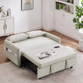 Convertible Sofa Bed Loveseat with Adjustable Backrest, Storage Pockets, and 2 Soft Pillows