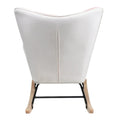 Mid-Century Patchwork Linen Rocking Chair with Wooden Legs