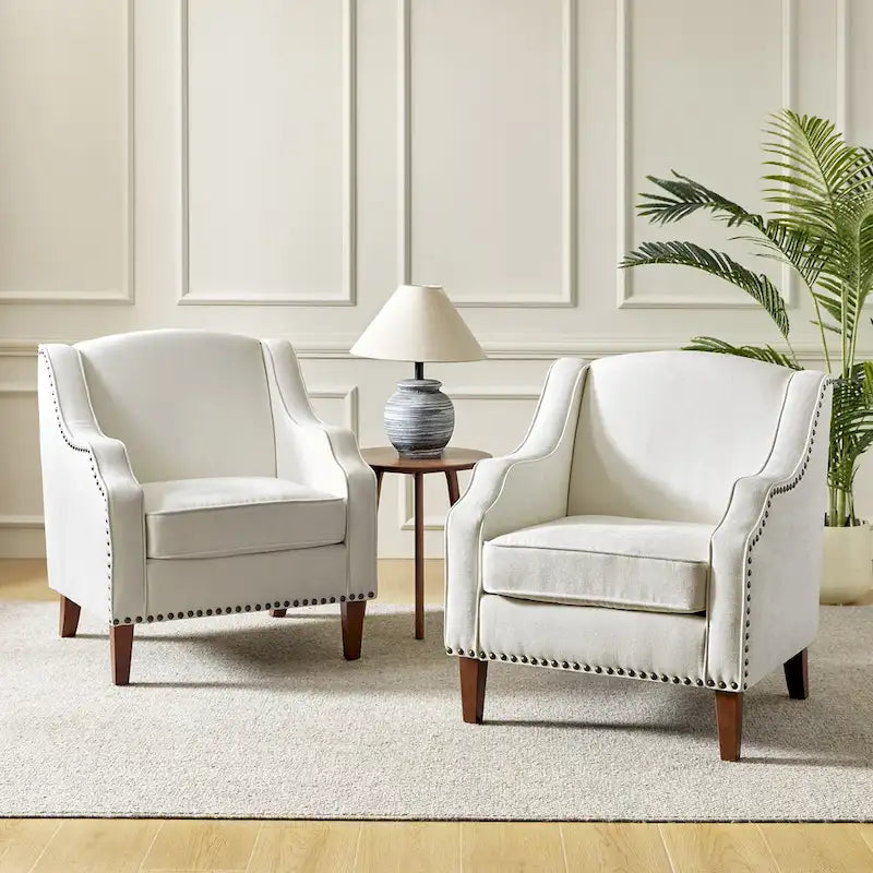 Set of 2 Lucretius Armchairs with Nailhead Trim by HULALA HOME