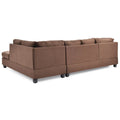Malone 111-Inch Suede 4-Seater Sectional Sofa with Two Throw Pillows - Dimensions: 111L x 78W x 34H
